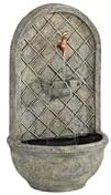 Sunnydaze 26" Outdoor Wall Water Fountain with Pump and Panel - French Limestone - Messina - Solar/Battery-Powered