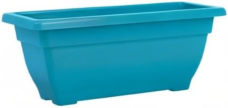 Rectangle Planter Box, 16 Inch Indoor/Outdoor Rectangular Planter, Durable UV Resistant, 2 Gallon Plastic Window Box Trough, Use for Herbs, Succulents, Vegetables (Blue | 4 Pack)