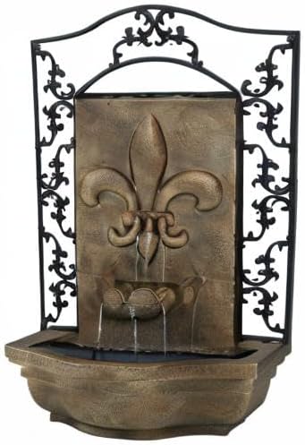 Sunnydaze 33" Outdoor Wall Water Fountain with Pump and Panel - Florentine Finish - French Lily - Solar-Powered