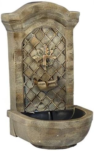 Sunnydaze 31" Outdoor Wall Water Fountain with Pump - Florentine Stone - Rosette - Electric
