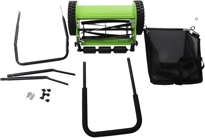 12-Inch Manual Lawn Mower, Adjustable Heights & Efficient Grass Catcher with Collection Bag Push Reel Lawn Mower Push Lawn Sweeper for Garden Yard Park (12-Inch Sweeper) - Image 9
