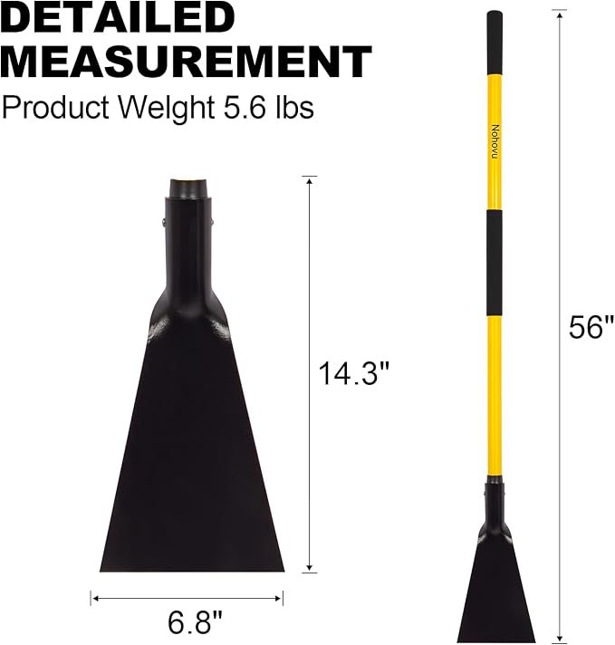 Nohovu Snow Shovel for Driveway Ice Removal, Heavy Duty Ice Scraper with Fiberglass Handle, 56 Inches - Image 7