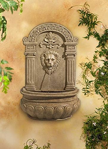 Royal Lion Face 31" High Large Italian Indoor Outdoor Decor Sand Stone Wall Fountain Basin Statue Water Feature for Outside Garden Patio Yard Backyard Porch Deck Relaxation - John Timberland