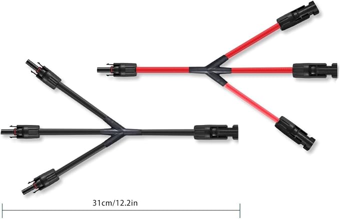 3 to 1 Solar Connectors Y Branch Parallel Adapter 10AWG Cable for Solar Panel (Red & Black) - Image 7