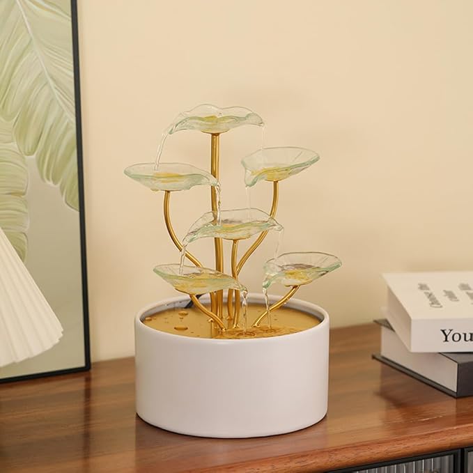 Tabletop Fountain Water Feature Indoor and Outdoor Home and Garden Decoration (Leaf Fountain 1)