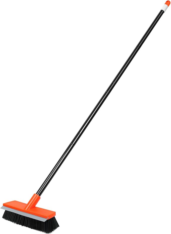 Deck Brush with Long Handle, Stiff Bristle Floor Scrub Broom, 55'' Outdoor Scrubber Remove Dirt, Leaves, Snow on Carpet, Patios, Garage, Concrete - Image 8