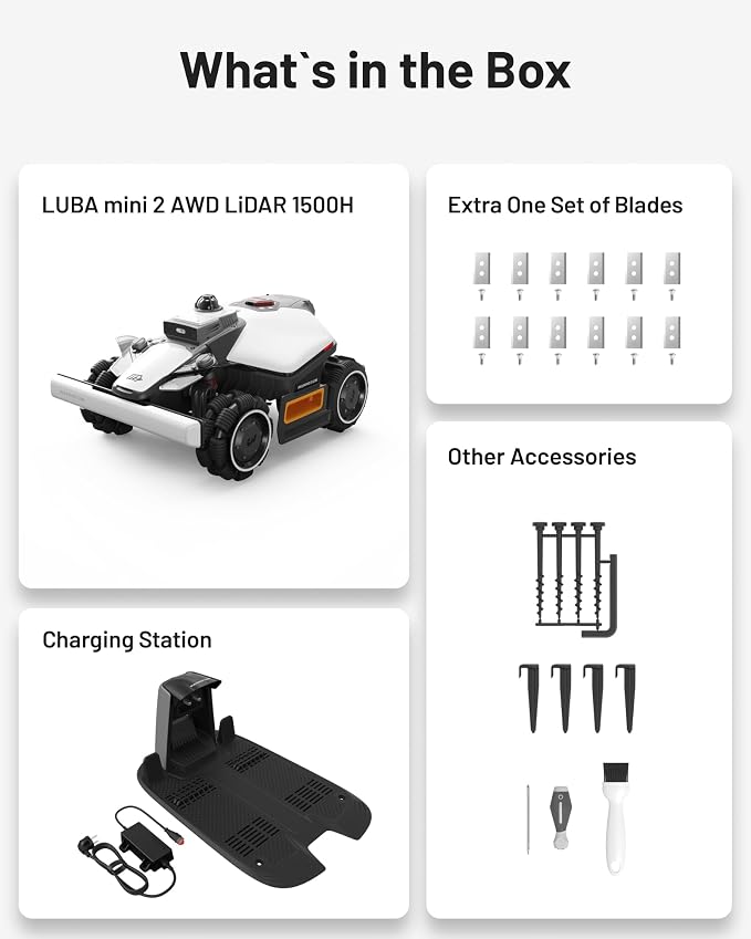 (2026 Upgrade) Mammotion LUBA mini 2 AWD 1500H Robot Lawn Mower, for 0.37 Acres, 360° LiDAR+Dual-Camera AI Vision, 80% Slope, DropMow, 20 Multi-Zone Management, Cutting Height 2.2"-4.0" - Image 11
