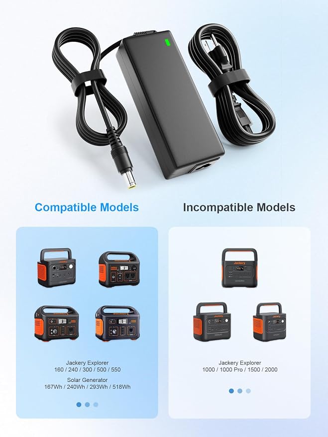 24V 90W AC Adapter Jackery Charger for Jackery Portable Power Station Explorer 160 240 300 500 550 Solar Generator 167Wh 240Wh 293Wh 518Wh Lithium Battery Charging Cord - Image 6