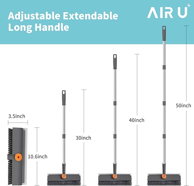 Floor Scrub Brush with Long Handle, 3 in 1 Scrape and Heavy-Duty Stiff Bristle Scrubber Brush for Cleaning Shower Bathroom, Patio, Pool, Garage, Kitchen, Wall and Deck (Gray, 1 Pack) - Image 6