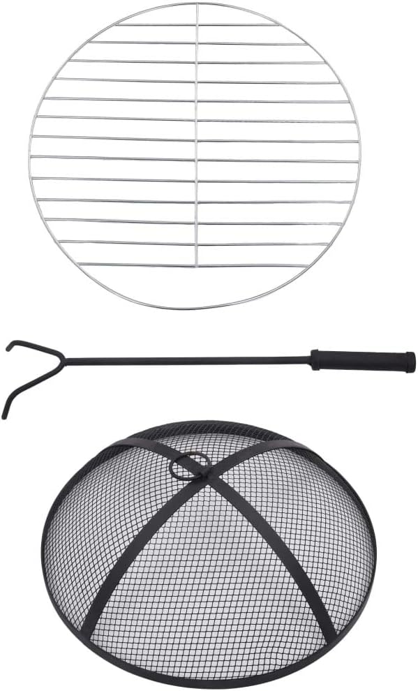 Mosaic Fire Pit Table, Outdoor Patio Wood Burning Fireplace, 26.8" Black and White Ceramic Grill Stand for Backyard - Image 9