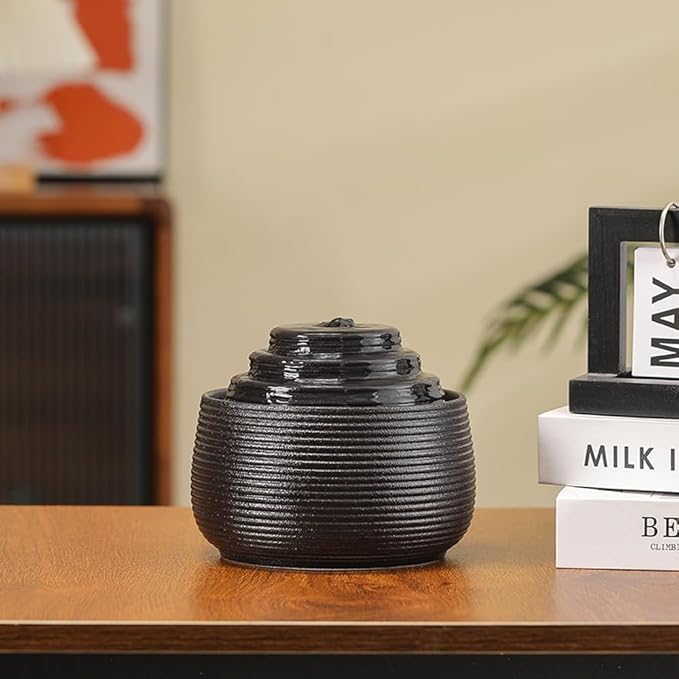 Ceramic Tabletop Fountain Water Feature for Indoor and Home Decoration Table Desk Office Patio (Black A155)