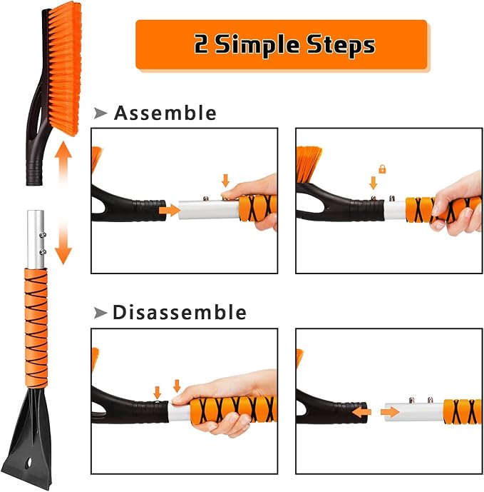 27" Snow Brush and Ice Scrapers for Car Windshield, Car Accessories for Men Detachable Snow Scrapers with Ergonomic Foam Grip for Cars, Trucks, SUVs - Image 7