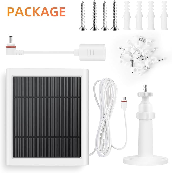 6 Pack IP65 Solar Panel for Rings Camera, 4W Solar Charger Compatible with Rings Spotlight &All-New Stick Up Outdoor Cam Battery, 10ft Long Cable with USB-C to Barrel Plug Adapter - Image 3