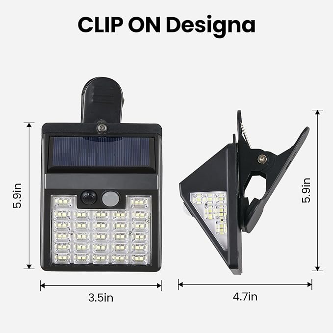 Clip On Solar Lights Outdoor,Motion Sensor Outdoor Lights, 72LEDs 600LM Clip on Solar Fence Lights Outdoor Waterproof LED,Solar Lights for Wall Fence,Deck, Gutter,Camping (1)