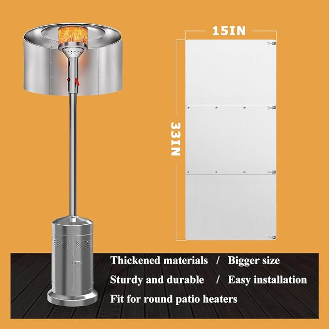 Patio Heater Reflector Shield Heat Focusing Reflector Outdoor Heaters for Patio Propane Heater Propane Heaters Indoor Heat Lamp Heat Shield