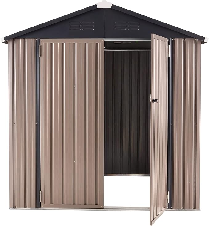 AECOJOY 6' x 6' Outdoor Storage Shed, Metal Shed with Design of Lockable Doors, Utility and Tool Storage for Garden, Backyard, Patio, Outside use - Image 7