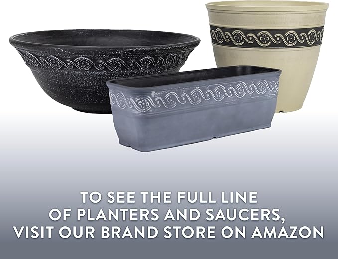 Classic Home and Garden Corinthian Resin Planter Pot - Outdoor & Indoor Plant Pot - Round Planter for Plants & Flowers (8" Oil Rubbed Bronze, Pack of 3)