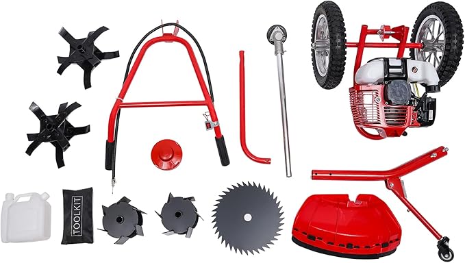 2 Stroke Lawn Mower Gas Powered 49CC Hand Push Irrigation Mower Walk-Behind Push Grass Trimmer Brush Cutter Push Mower Weeding Machine for Lawn Garden - Image 9
