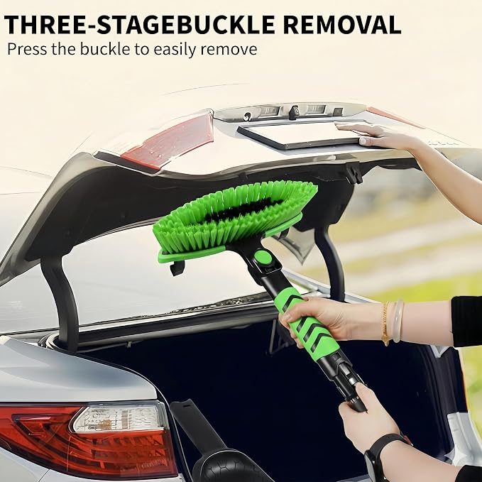 ShouRong Snow Shovel & Ice Scrapers for Car Windshield, Snow Brush and Ice Scraper with Squeegee, Snow Removal Tool, Winter Car Accessories,Extendable Aluminum Handle, 180°Pivoting Brush Head, Green - Image 7
