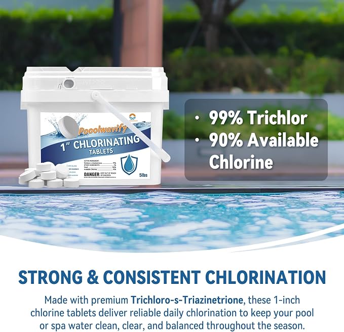 1 Inch Chlorine Tablets for Swimming Pools & Spas | 90% Available Chlorine Trichlor Pool Tablets | Long-Lasting Slow Dissolving Sanitizer for Clean & Clear Water (1inch-5lbs) - Image 7