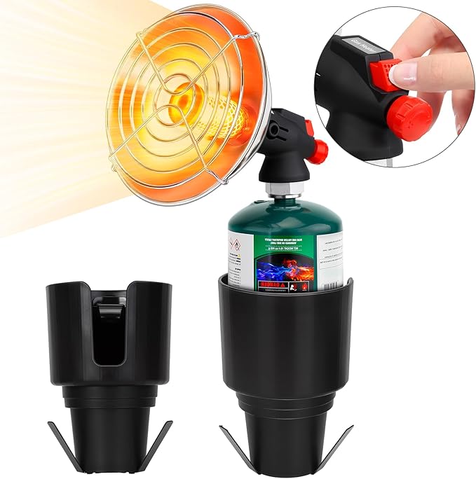 Golf Cart Heater, Portable Propane Heater with Cup Holder Fits Most Golf Cart Accessories Car, Safe Camping Tent Heaters Cordless with Electronic Ignition, Control Valve, Winter outdoor Heating Helper