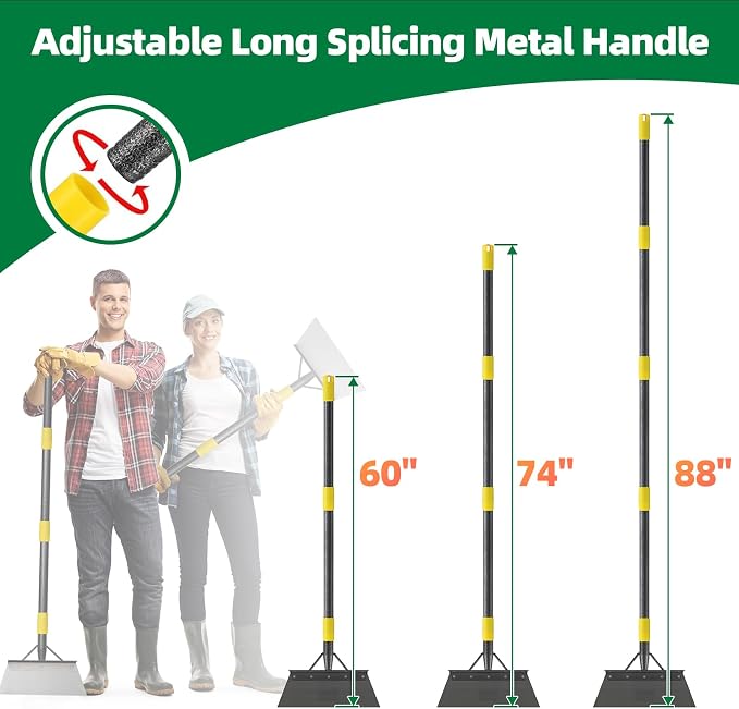 Floor Scraper Long Handle - Ice Removal Tool, Multifunctional Garden Cleaning Flat Shovel, 60" Weed Scraper Heavy Duty Sharp Blade for Lawn Edging,Sidewalk Weeding,Driveway Steps Snow Shovel - Image 9
