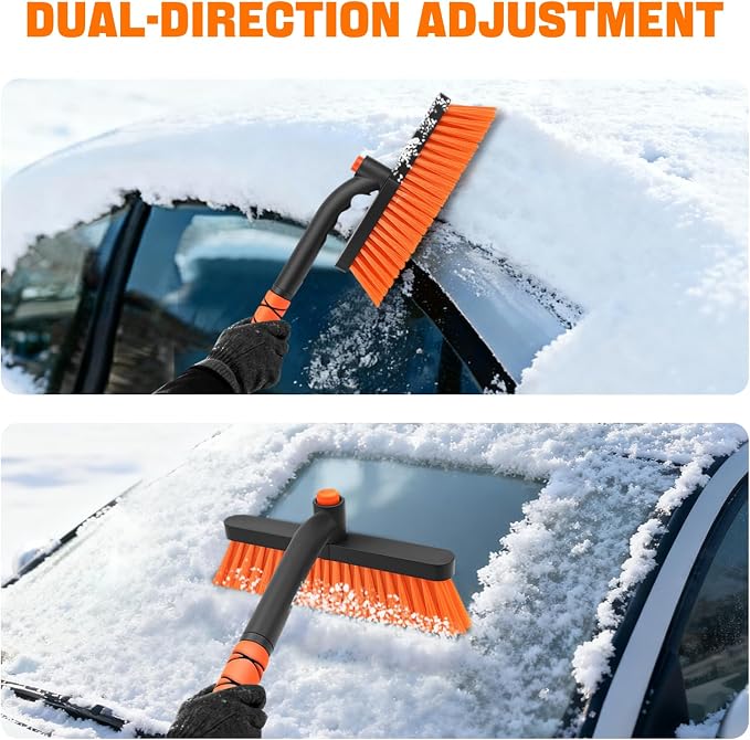 nacena Snow Brush and Ice Scrapers for Car Windshield, Detachable Snow Remover for Cars EVA Foam Grip and Rotatable Brush Head Snow Scraper for Car Trucks SUV, Winter Cars Accessories (Orange) - Image 8