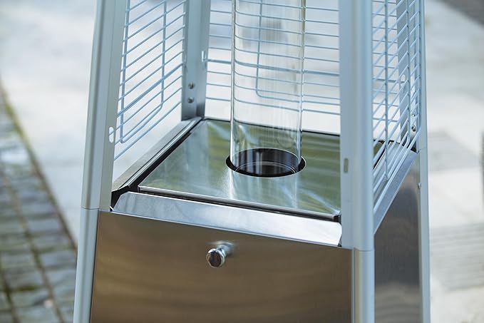 BTExpert 48000 BTU Stainless Steel Pyramid Patio Heater for Outdoor Double Layer Triple Protection System Quartz Glass Tube Propane Heater for Home & Commerical