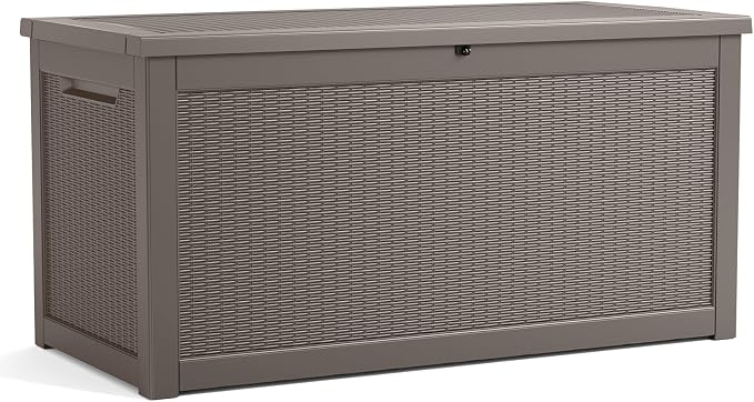PatioZen 320 Gallon Resin Deck Box, Lockable Patio Outdoor Storage Box for Furniture, Garden Tools and Tools Storage, Waterproof Outside Storage Boxes - Grey - Image 7