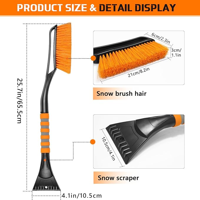 Showvigor 25" Snow Brush and Ice Scrapers for Car Windshield, 2-in-1 Detachable Design with Paint Protection, Extra Long Snow Removal Tool for Cars, Trucks, SUVs - Great for Drivers - Image 6
