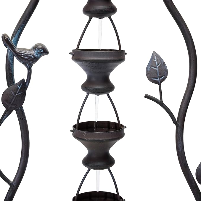 Alpine Corporation MAZ256 Indoor/Outdoor Floor Vintage Hanging 7-Cup Tiered Water Fountain, Rustic Waterfall, 41", Bronze