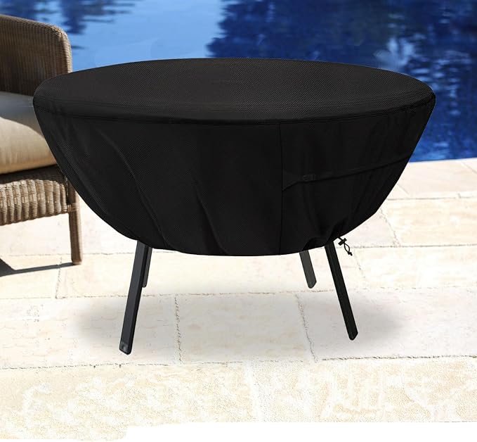 Round Patio Table Cover,Suitable for 42 Inch Diameter Patio Round Table,Waterproof Heavy Duty Round Outdoor Coffee Table Cover,Black - Image 8