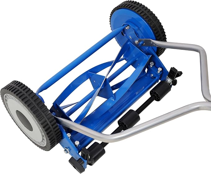14in Push Reel Lawn Mower 5-Blade Manual Grass Cutter for Small Lawns,Lightweight & Eco-Friendly Adjustable Cutting Height 0.5"-2.25",Noise-Free & Low Maintenance,Blue Color - Image 9