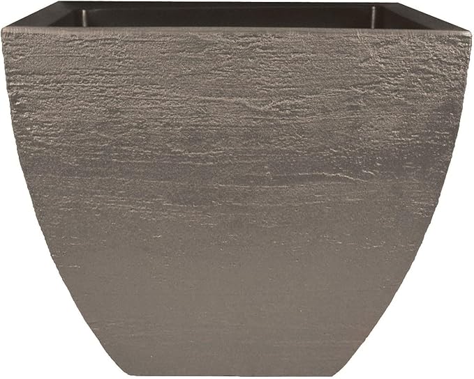Tusco Products Modern Square Garden Planter, 16-inch, Safari