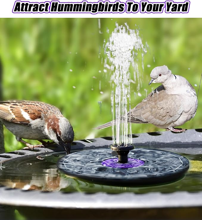 SZMP Solar Fountain 3.5W Bird Bath Fountains with Flower Upgraded Glass Panel, Solar Powered Water Fountain with 7 Nozzle & 4 Fixer, Solar Fountain Pump for Bird Bath, Garden, Pond, Pool (Black)