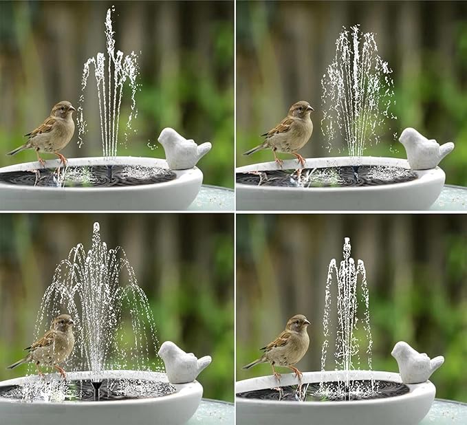 Lewisia Battery Backup Solar Fountain Pump with LED Light 3-Tier Bird Bath Water Pump Garden Backyard Pond Pool Outdoor Decoration 6W
