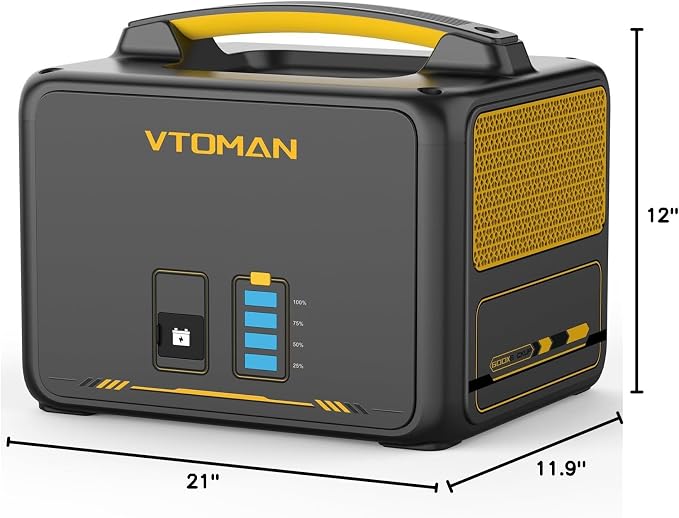 VTOMAN Jump600X 600W Portable Power Station with 640Wh Extra Battery, 939Wh Solar Generator LiFePO4 Battery, Peak 1200W AC Outlet, PD 60W USB-C, 3x12V/10A DC for Outdoor Camping, Off-grid, Home Backup - Image 10