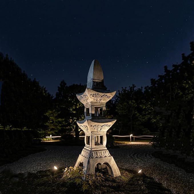 35.5’’High Asian Zen Pagoda Magnesium Oxide Tall Lantern Statue Outdoor Sculpture for Garden Backyard Decor Pagoda Statue Miniature Tower Lantern Landscape Garden Decoration