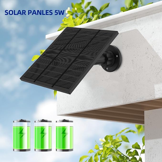 Solar Panels for Ring Camera Outdoor (New Generation) 5W 5V Solar Panel Charger with USB-C&Plug for Spotlight Cam Plus&Stick Up Cam Pro.Waterproof IP65 360°Adjustable 2M Cable (Black, 2) - Image 7