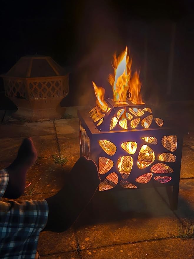 15.7 inch Small Fire Pit for Outside, Outdoor Wood Burning Fire Pit, with Anti-Spark Mesh Guard, Small Bonfire Pit,Firepit Bowl for Patio Camping Backyard Deck Picnic Porch - Image 9