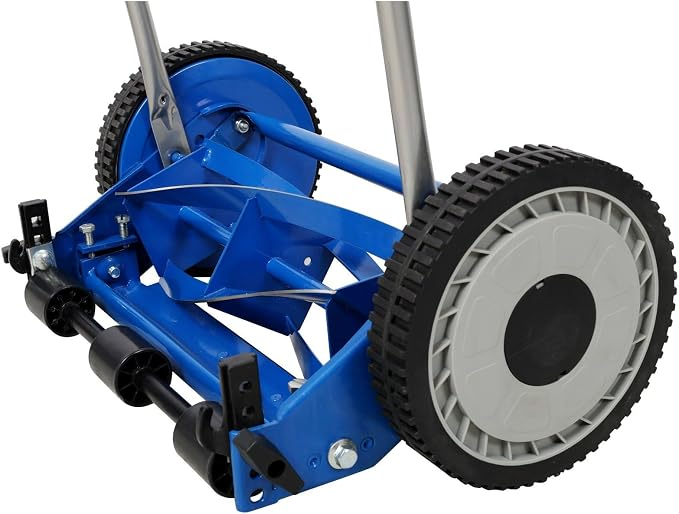 14-Inch 5-Blade Push Reel Lawn Mower with Adjustable Cutting Height 0.5-2.25", Manual Grass Cutter with 8.5-Inch Composite Wheels, Lightweight 17.2 Lbs Mower for Small Yards, Blue - Image 9