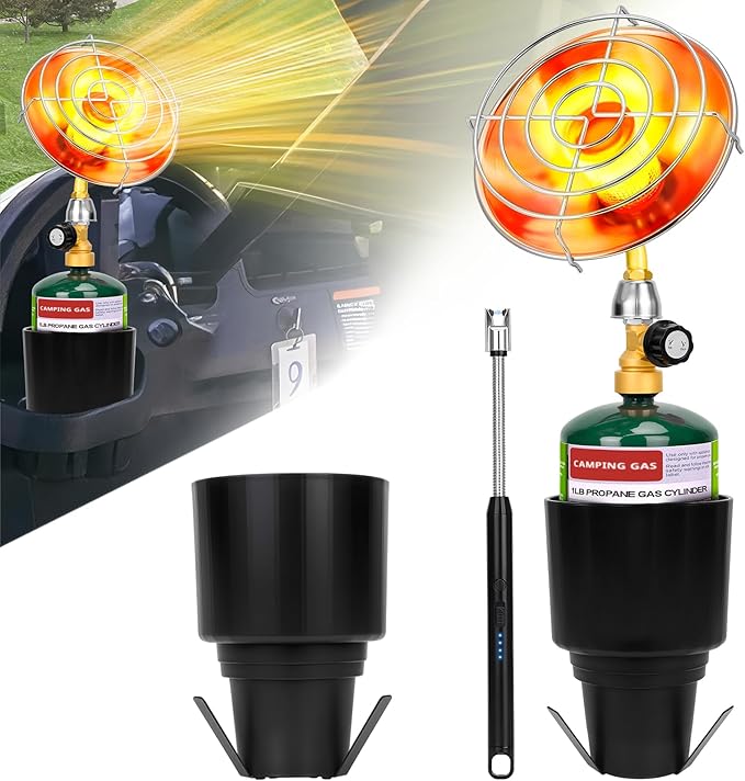 Propane Golf Cart Heater, Outdoor Propane Heater, Golf Cart Accessories, Portable Heaters for Golf Carts with Cup Holder Fits Most Golf Carts, Golf Gifts for Men