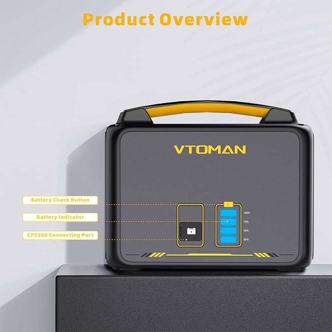 VTOMAN 939Wh Portable Power Station Bundle with Extra Battery & 110W Solar Panel Included - Up to 1200W Solar Power Generator for Home Backup, Off-grid, Road Trip, RV, Camping, Fishing, Emergencies - Image 8