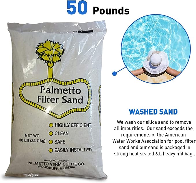 Swimming Pool Filter Sand for Above Ground and Inground Pools, Natural Silica, 50 Lb Bag - Residential and Commercial Pool System Accessories - Supplies for Cleaning and Maintenance - Image 7