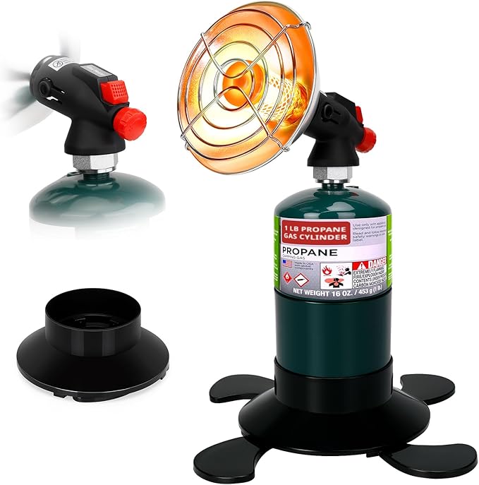 Portable Propane Heater for Camping, Cordless Outdoor Heater with Foldable Tank Holder Small Gas Heaters, Adjustable Radiant Camping Heaters for Tents, Patio, Winter Hiking, Ice Fishing & Hunting