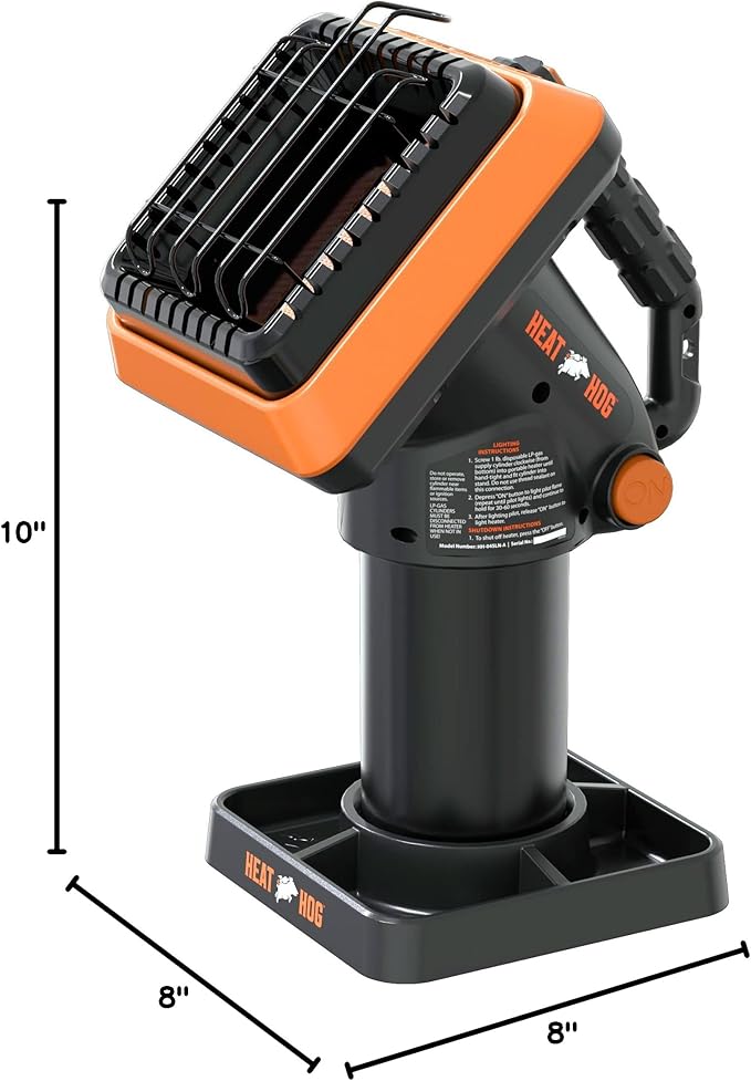 Heat Hog 4,000 BTU Portable Propane Radiant Space Heater, Indoor, Outdoor, Garage, Camping, Outdoor Sports, Boating, RVs, Angled Design, Gas Powered