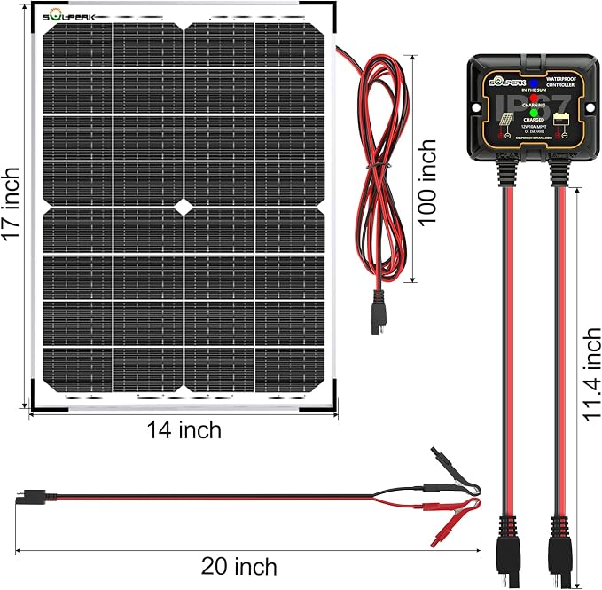 SOLPERK 30W Solar Battery Charger Solar Battery Maintainer + Upgrade 10A MPPT Charge Controller + Adjustable Mount Bracket for Car RV Boat Motorcycle,12V Waterproof Solar Panel Kit Trickle Charging - Image 7