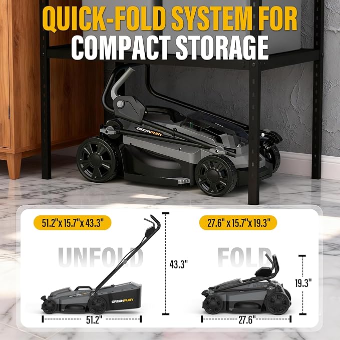 13 Inch Cordless Lawn Mower, Compatible with Dewalt 20V MAX Battery, Brushless Electric Mower with 8 Gallon Grass Bag, 5-Level Height Adjustment, for Small Yard/Garden (Battery Not Included) - Image 7