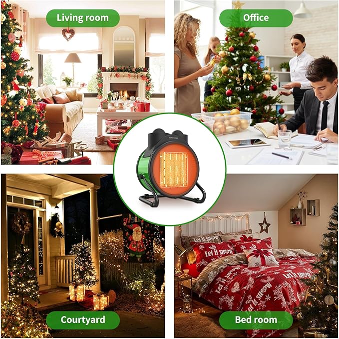 Outdoor Heaters for Patio, Outdoor Heater with Overheat Protection, 3S Fast Heating Portable 1500W Electric Garage Heater, Portable Patio Heaters for Space, Greenhouse