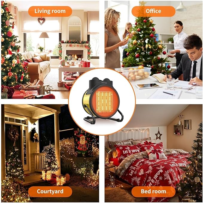 Outdoor Heaters for Patio, Outdoor Heater with Overheat Protection, 3S Fast Heating Portable 1500W Electric Garage Heater, Portable Patio Heaters for Space, Greenhouse